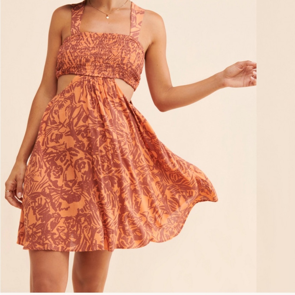 Anthropologie Orange and Brown Mini Dress